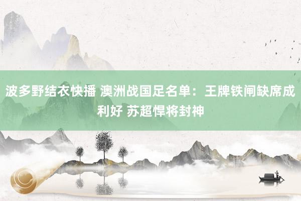 波多野结衣快播 澳洲战国足名单：王牌铁闸缺席成利好 苏超悍将封神