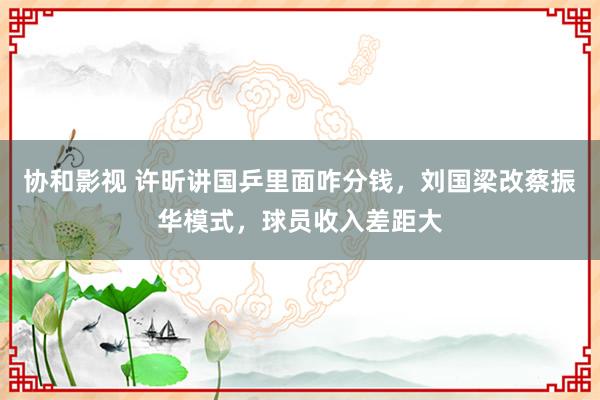协和影视 许昕讲国乒里面咋分钱，刘国梁改蔡振华模式，球员收入差距大
