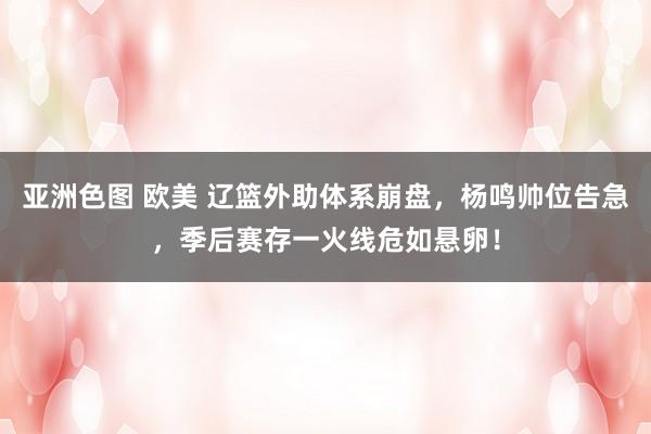 亚洲色图 欧美 辽篮外助体系崩盘，杨鸣帅位告急，季后赛存一火线危如悬卵！