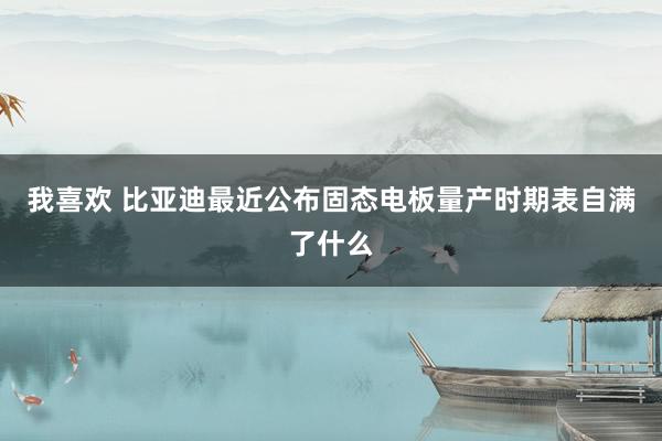 我喜欢 比亚迪最近公布固态电板量产时期表自满了什么