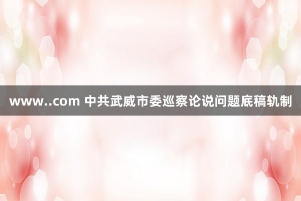 www..com 中共武威市委巡察论说问题底稿轨制