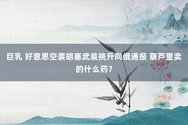巨乳 好意思空袭胡塞武装挑升向俄通报 葫芦里卖的什么药？